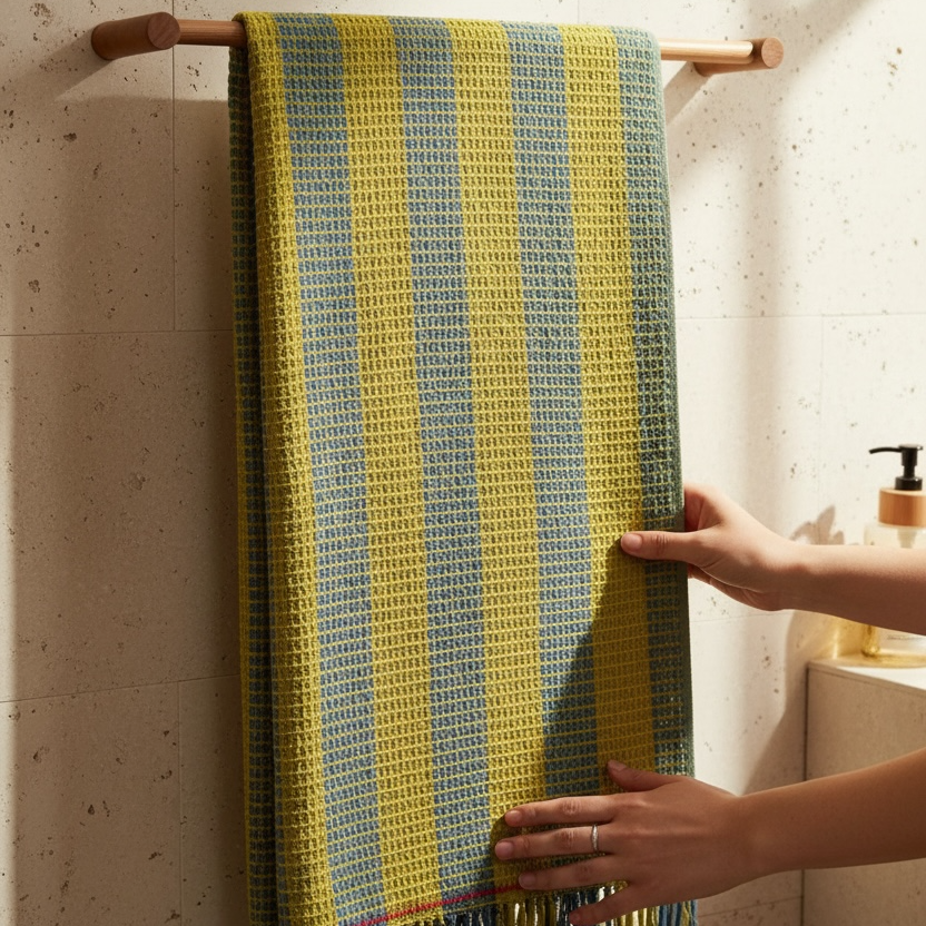 Handloom Cotton Sandcastle Shield Bath Towel 30x60 Inches