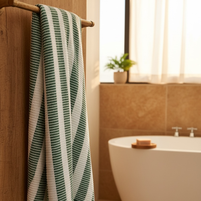 Handloom Cotton Shore Snuggle Bath Towel - 30x60 Inches (Set of 2)