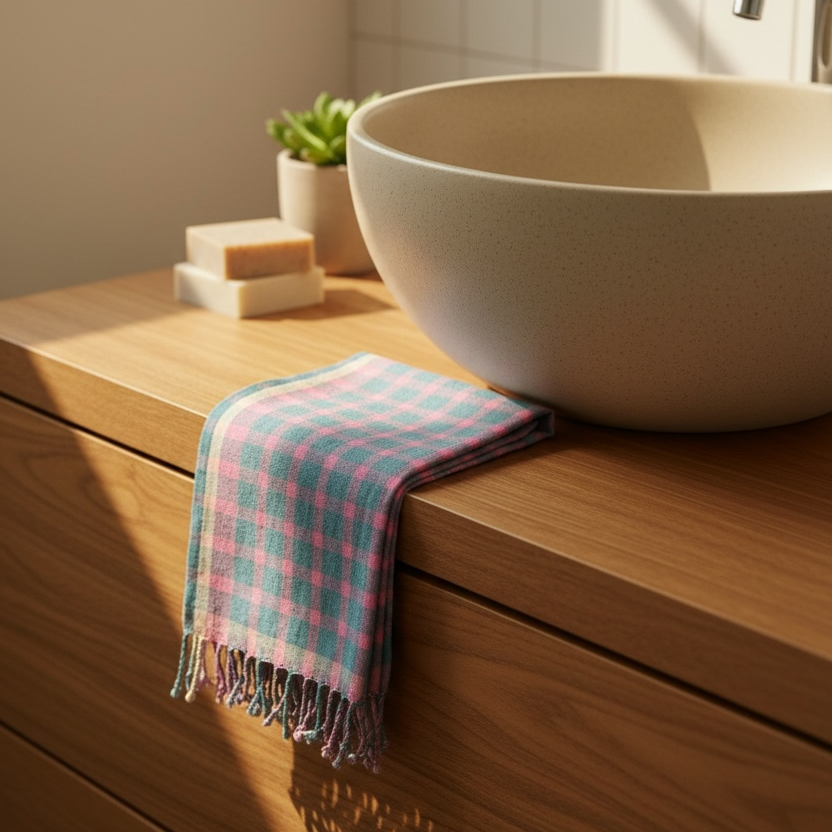 Handloom Cotton Suds & Smiles Hand Towel 19x30 Inches