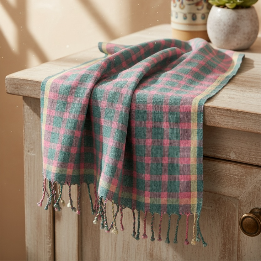 Handloom Cotton Suds & Smiles Hand Towel 19x30 Inches