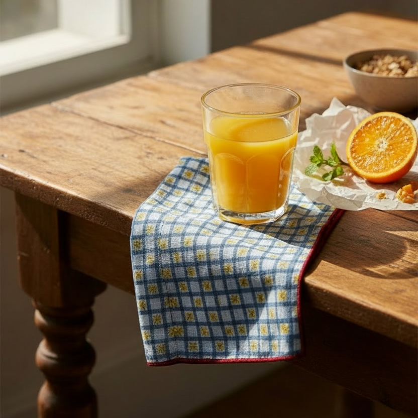 Hand Block Printed Sunny Side Up Dinner Napkin 18x18 Inches (Set of 4)