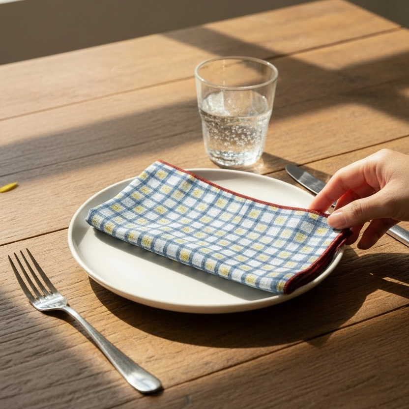 Hand Block Printed Sunny Side Up Dinner Napkin 18x18 Inches (Set of 4)