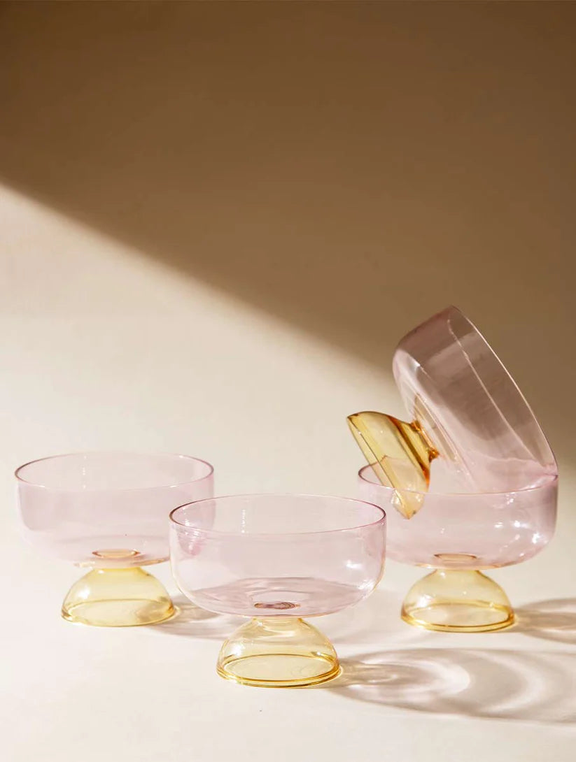 Ivy Blush Pink Dessert / Snack Bowl - 4 x 3 Inches , 6.08 oz (Set of 4)