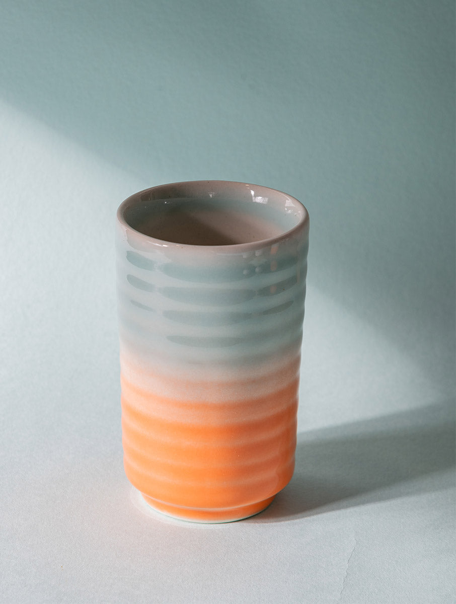 Ombre Ribbed Tumbler, Sky Blue/coral- 3x 5 Inches