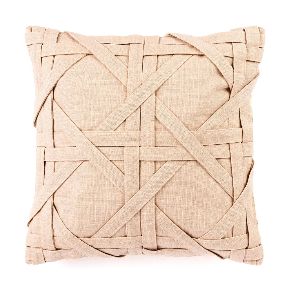 Madison Beige Cross Cushion Cover - 16 x 16 Inches