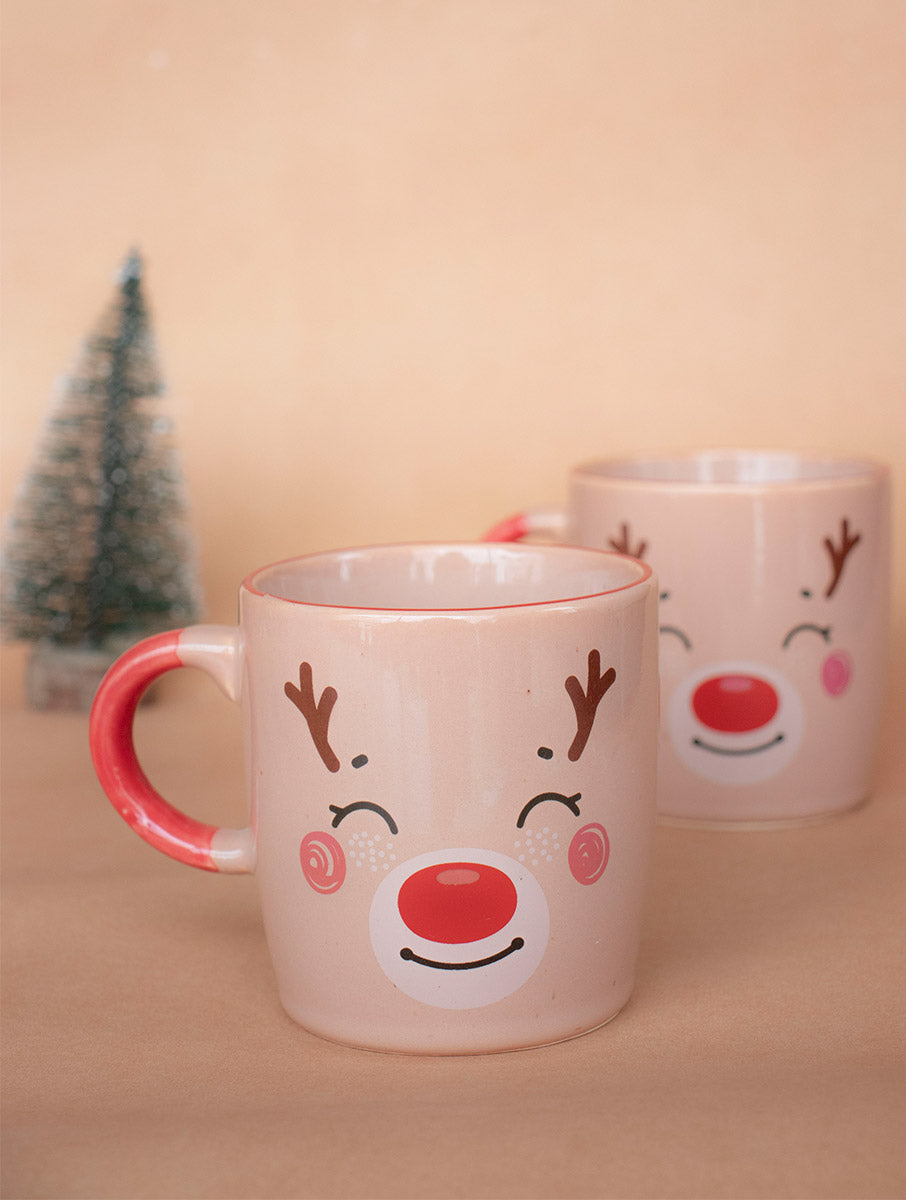 Reindeer Holiday Mug, Multi - 3.6 X 6 Inches (Set of 4)