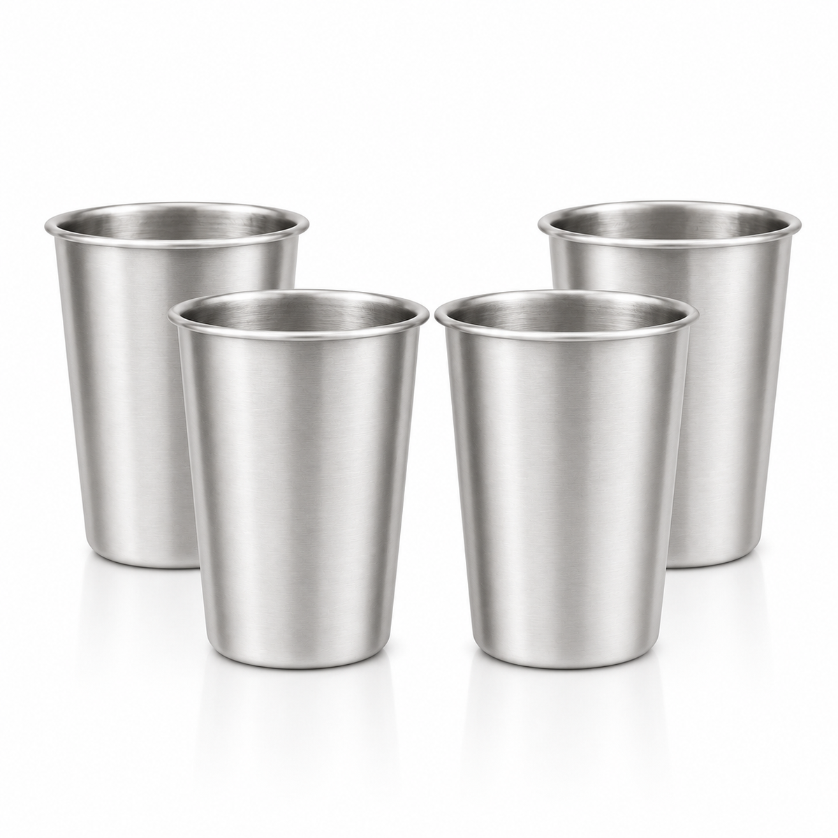 Steel Drinking Glass Set Of 4 - handmade stainless steel