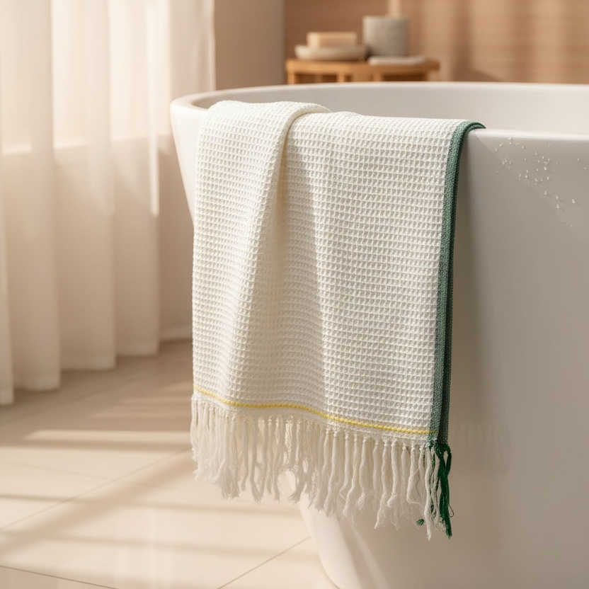 Handloom Cotton Tidal Hug Bath Towel 30x60 Inches