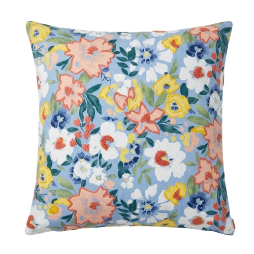 Cannes Blue Floral Cushion Cover - 18 x 18 Inches