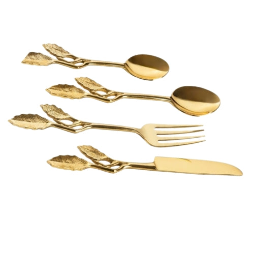 Leaf Brass Cutlery - Set of 4 , 7.5 Inches