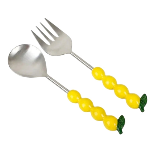 Salad Server with Lemon Handle, (Set of 2 ) - 9.5x3 Inches