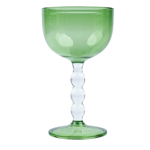 Green Bubble Stem Cocktail Glass , 6.2 x 3.5 Inches (Set of 4)