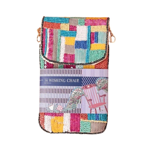 Mira Hand Embroidered Phone Bag & Cards Holder with Cross body Chain - 7.5 x 4.5 Inches