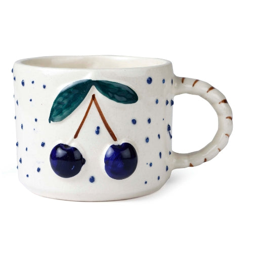 Cherry Pop Ceramic Mug - Blue , 3 x 4 Inches - Set of 4