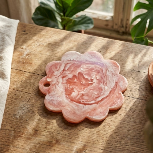Scallop Resin Cheese Charcuterie Board,Pink  - 12 Inches