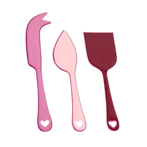 Enamel Cheese Knife Set , Pink (Set of 3) - 6.2 x 2 Inches
