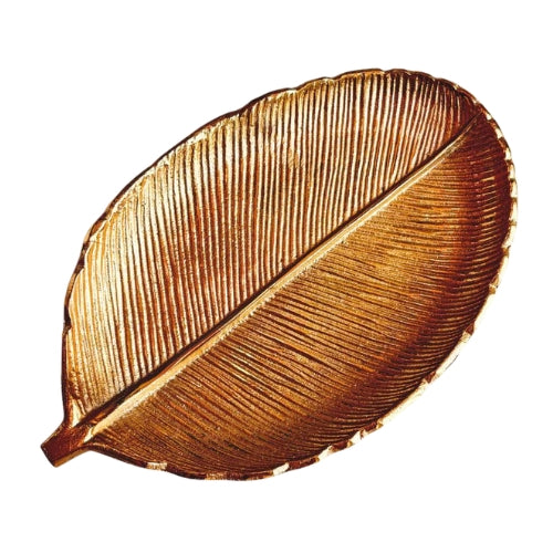 Gilded Leaf Serving Tray and Platter - 12 x 7.5 x 1.2 Inches