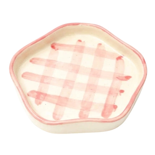 Coasters -Pink Check, 4.7 Inches (Set of 2)