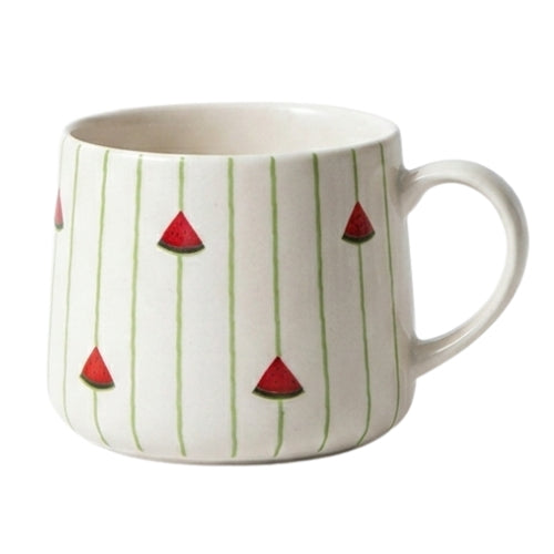 Watermelon Striped Ceramic Mug - 3.5 x 3 Inches , Set of 4