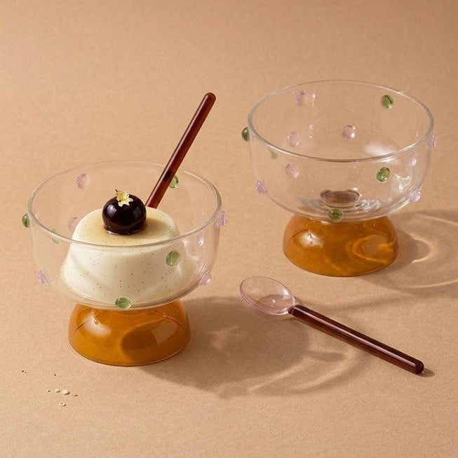 Dessert Glass & Spoon Duo Set | Handblown Borosilicate Glass