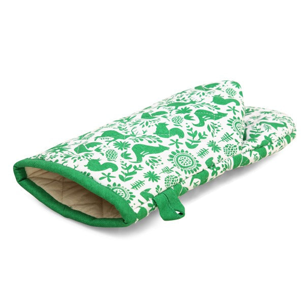 Green Otomi Pot Holder & Oven Mitt Set | Cotton | 7x13