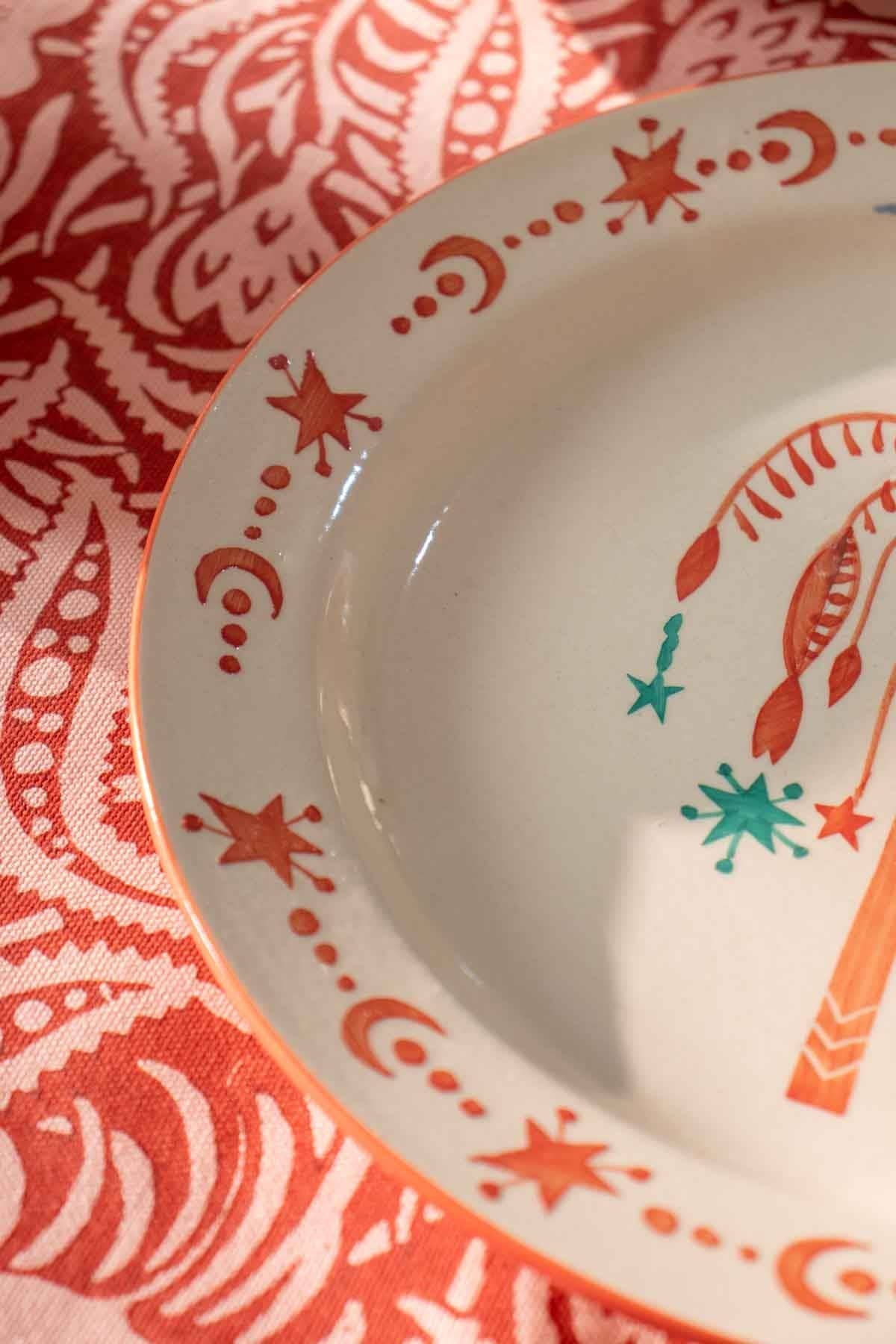 Toddy Palm Dinner Plate | Hand-Painted Stoneware | 10 in | Set Of 2