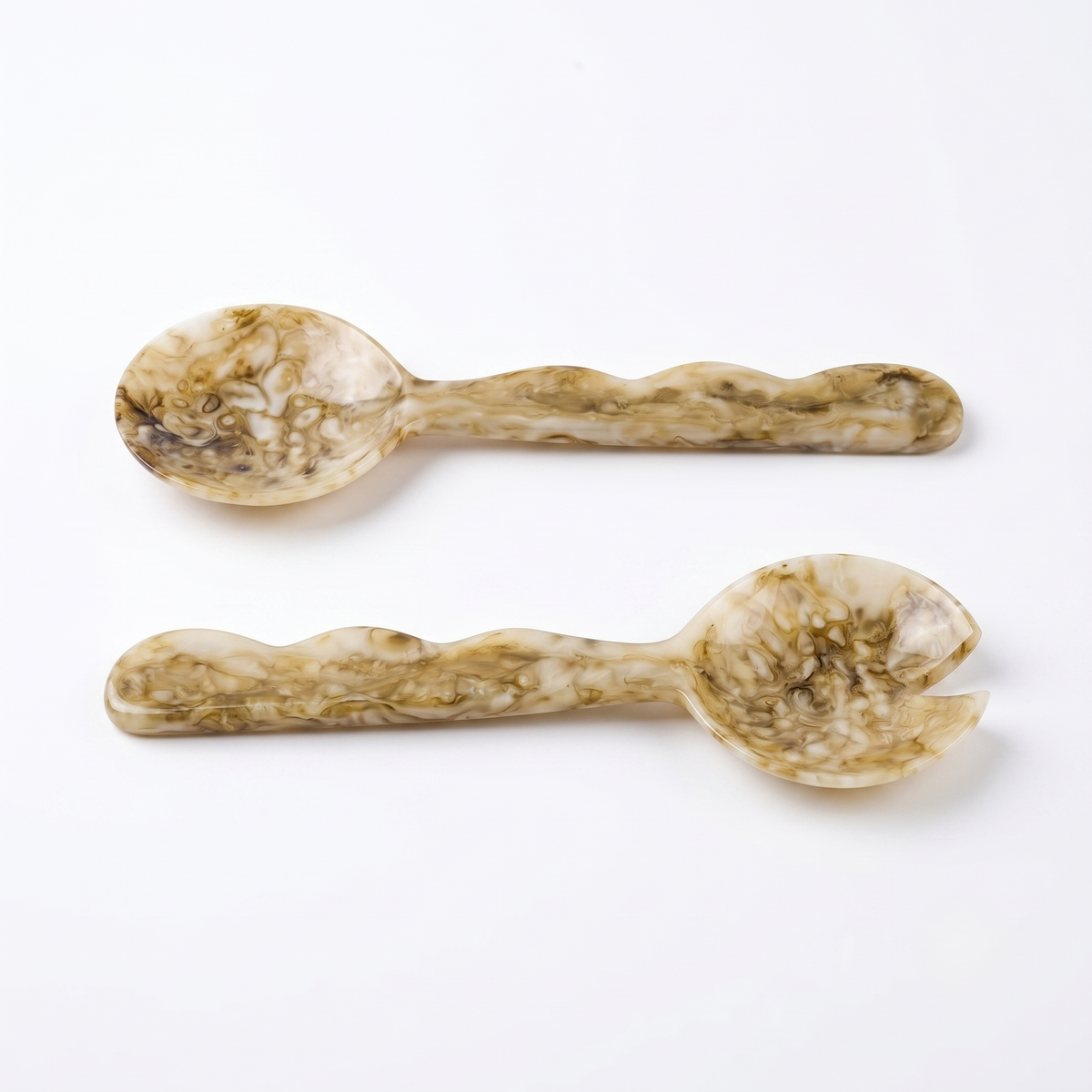 Brown Salad Server Set | Hand-Poured Resin | 11 Inch