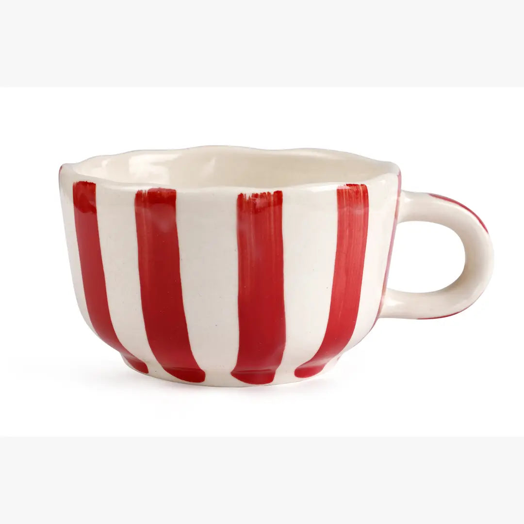 Ceramic Red Cappuccino Cup, 2.9 x 3.9 Inches (Set of 2)