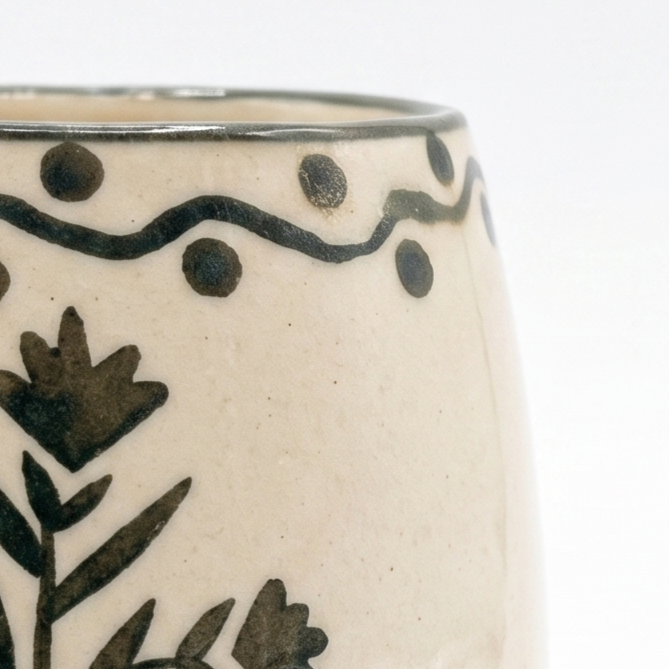 Green Drinking Cup | Hand-Painted Ceramic | 3 Inch | Set Of 2