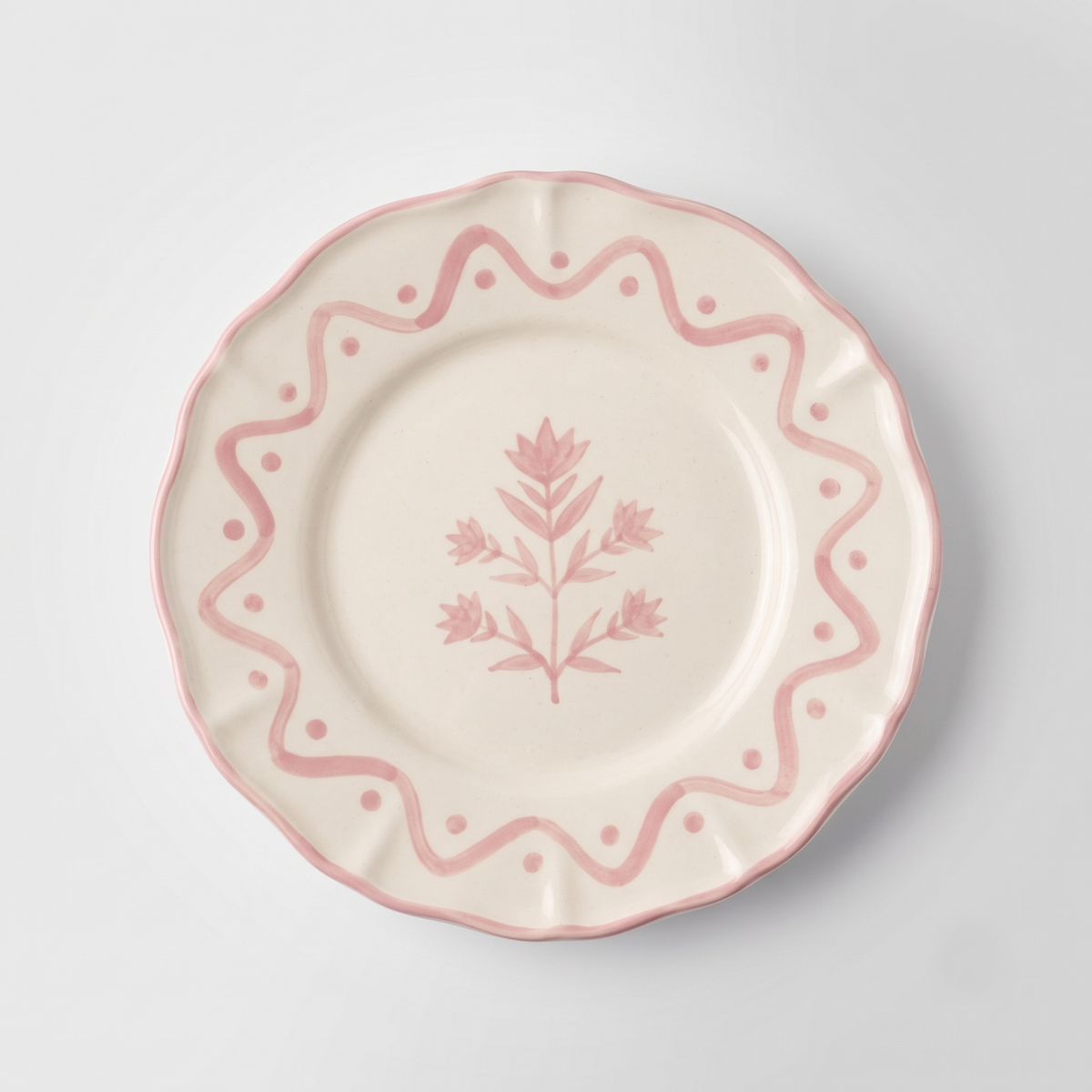 Scalloped Pink Floral Snack plates | Hand-crafted Ceramic - Casa Amarosa