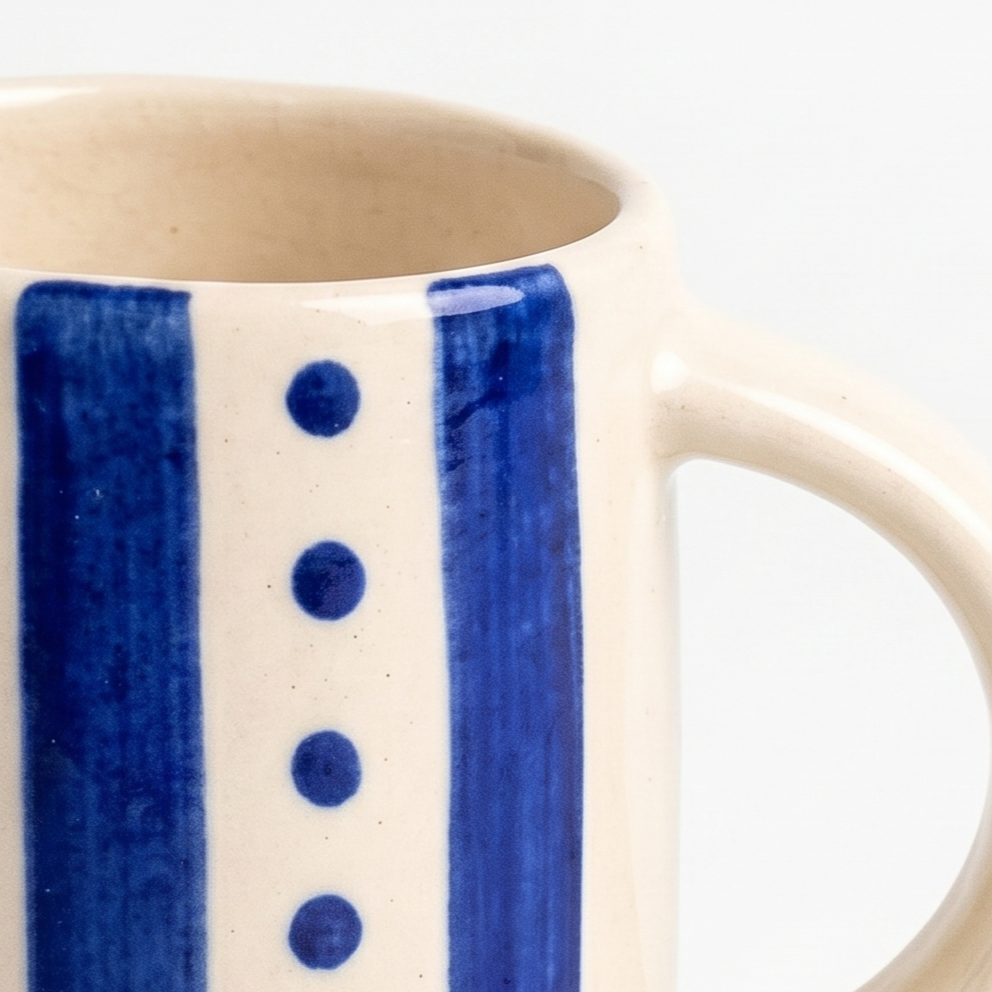 Blue Stripe & Dot Mug | 4 Inch | Set Of 2