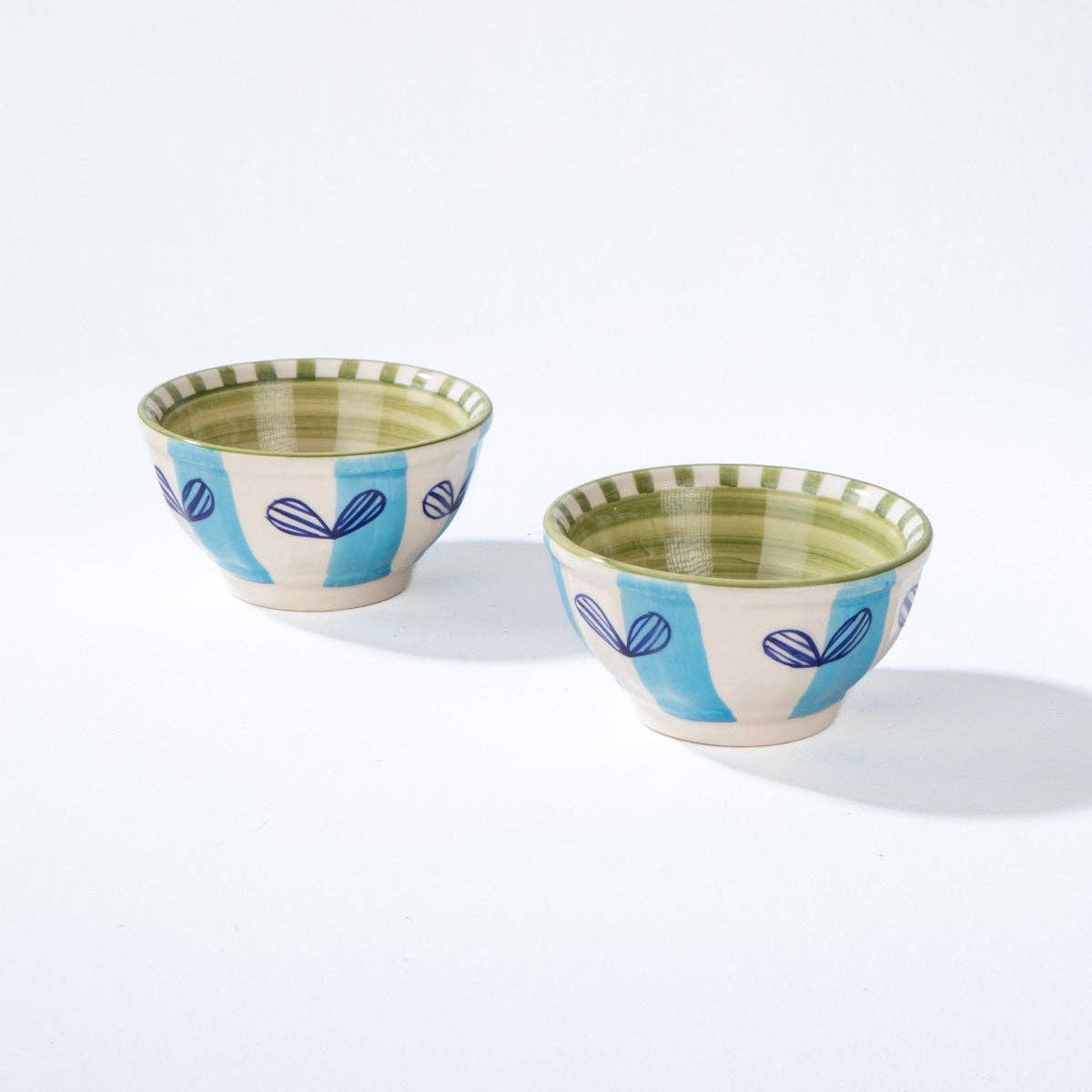 Blue Green Snack Bowl Set Of 2 | Ceramic | 5x5x2 In - Casa Amarosa