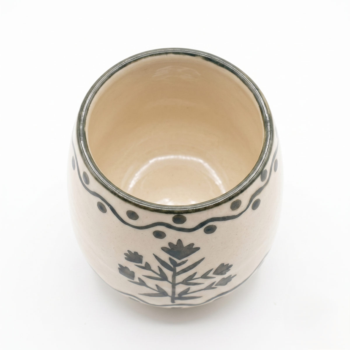 Green Drinking Cup | Hand-Painted Ceramic | 3 Inch | Set Of 2
