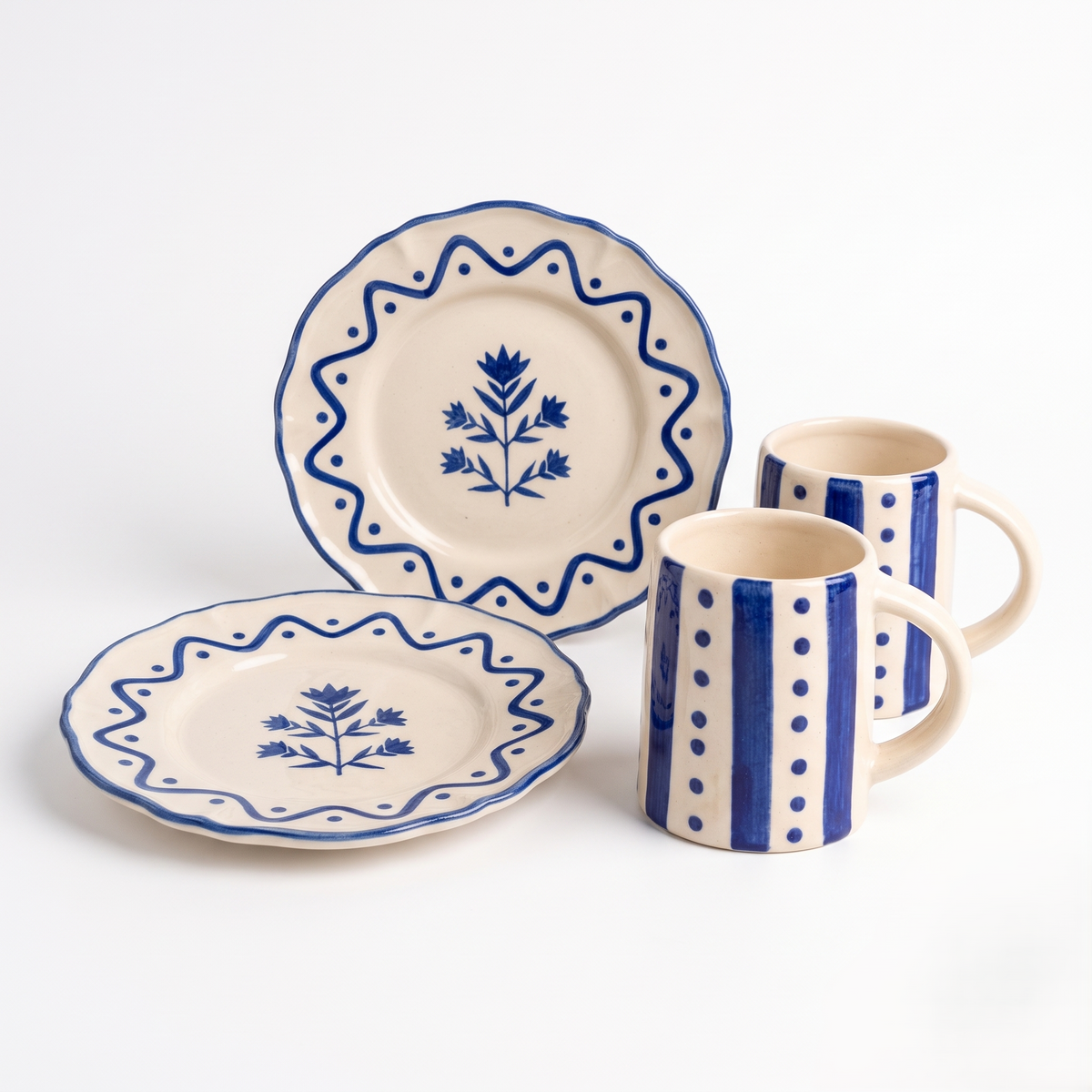 Floral Breakfast Duo | Handpainted Ceramic | 4 Pcs