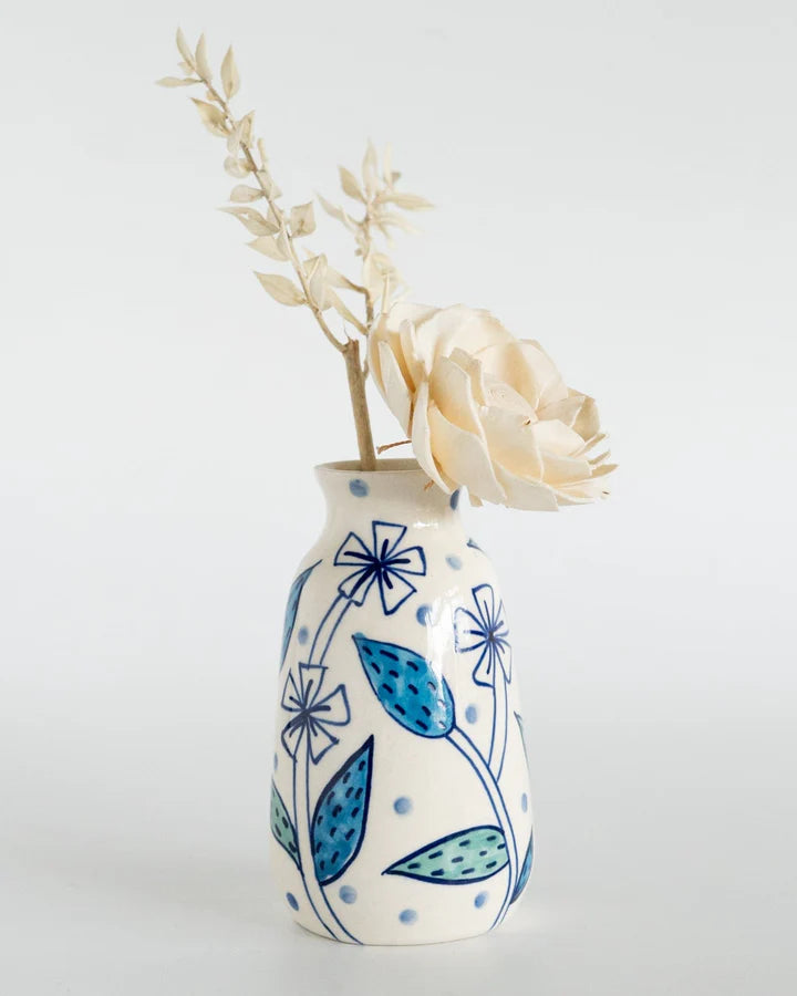 Botanical Charm Mini Vases , Set of 3 - 2.25x4 Inches