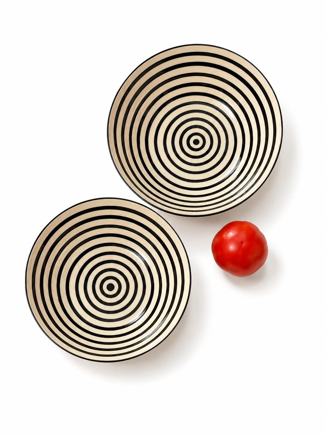 Black Spiral Pasta Plate | Hand-Painted Ceramic