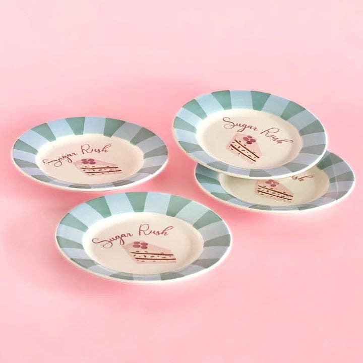 Sugar Rush Dessert Plate | Hand-Painted Ceramic | Set of 4