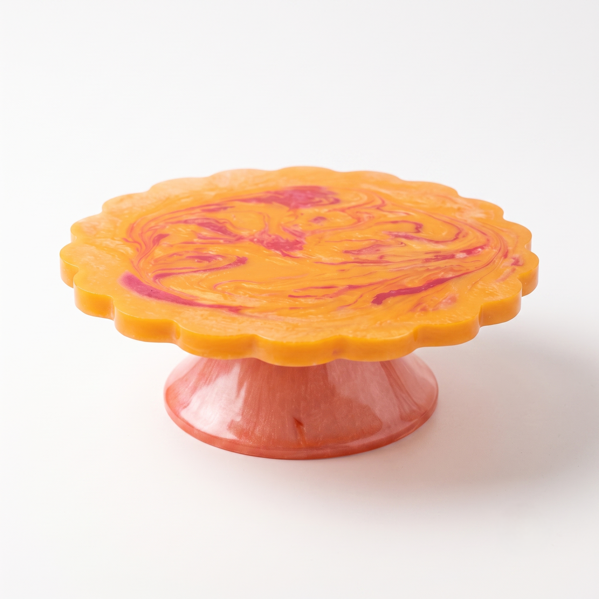 Orange Scalloped Pastry Stand | Hand-poured Resin | 7 Inch - Casa Amarosa