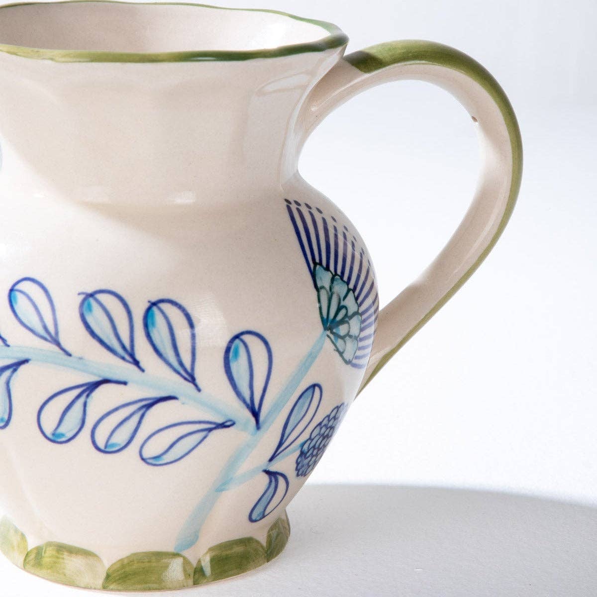 Blue Green Ceramic Water Jug | Handcrafted | 8x5x7 In