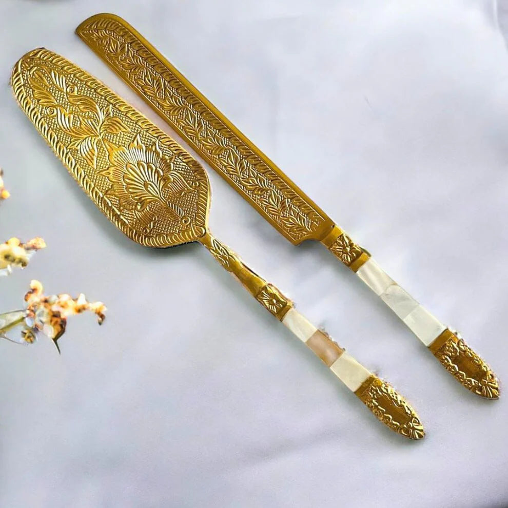Luxe Gold Cake Knife Servers - Set of 2 , 11 Inches