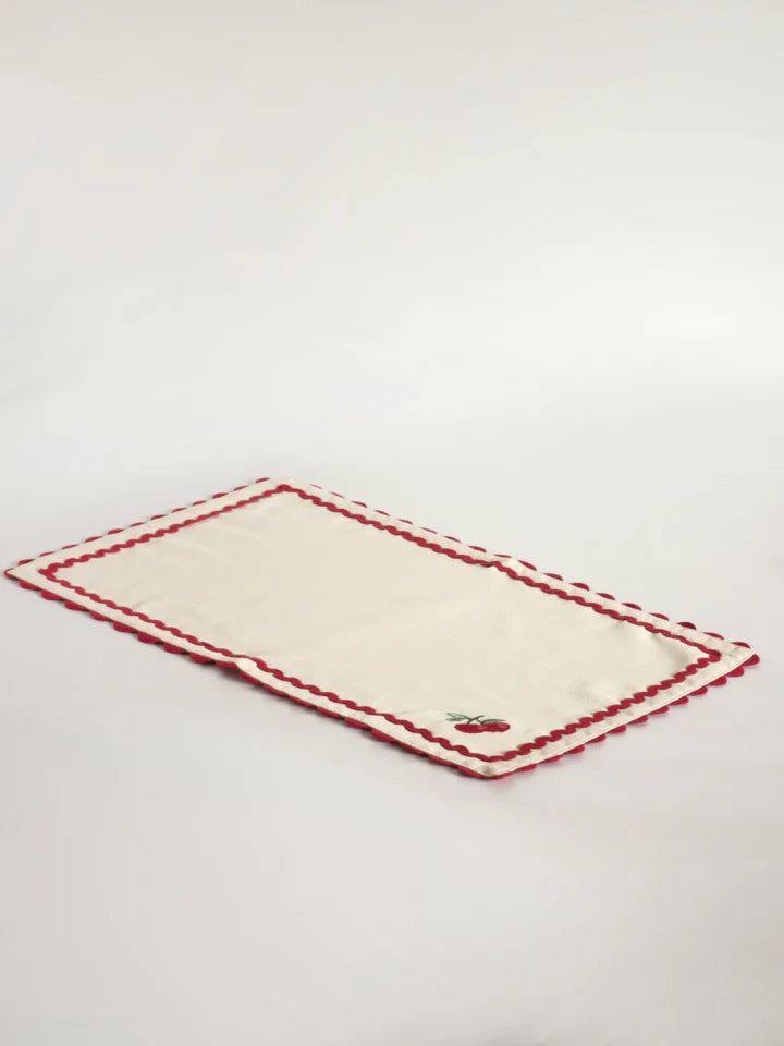 Cherry Crush Embroidered Placemats , Set of 6 - 12 x 18 inches