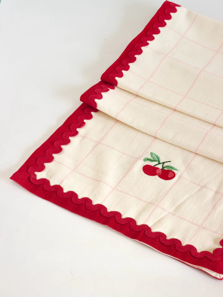 Cherry Crush Embroidered Runner - 13 x 72 Inches