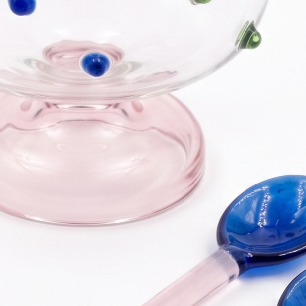 Dessert Glass & Spoon Duo Set | Handblown Borosilicate Glass