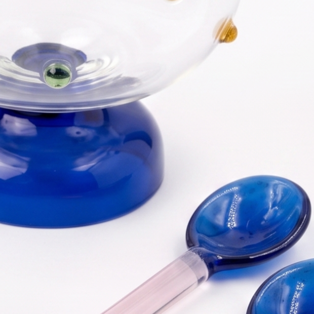 Dessert Glass & Spoon Duo Set | Handblown Borosilicate Glass