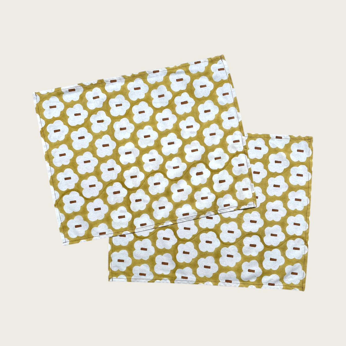 Cloud Flower hand block printed cotton placemats set of 2
