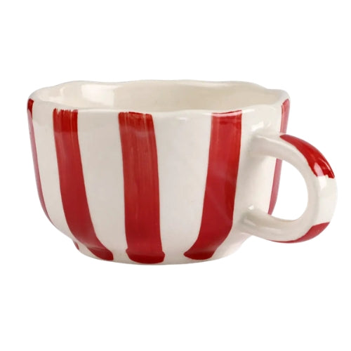 Ceramic Red Cappuccino Cup, 2.9 x 3.9 Inches (Set of 2)