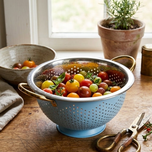 Colum Steel Colander Blue-  13.25 x 10.75 x 6 Inches