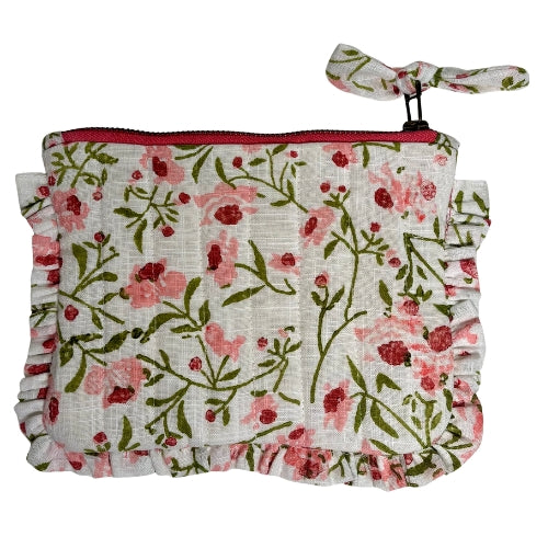 Sustainable Quilted Cotton Pouch, Spring Bloom  - 8 x 5 Inches (Set of 2)