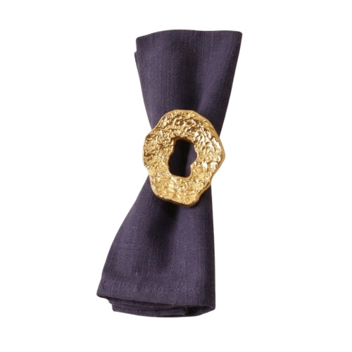 Hammered Champagne Gold Napkin Ring, Dia 1.5 Inch (Set of 4)