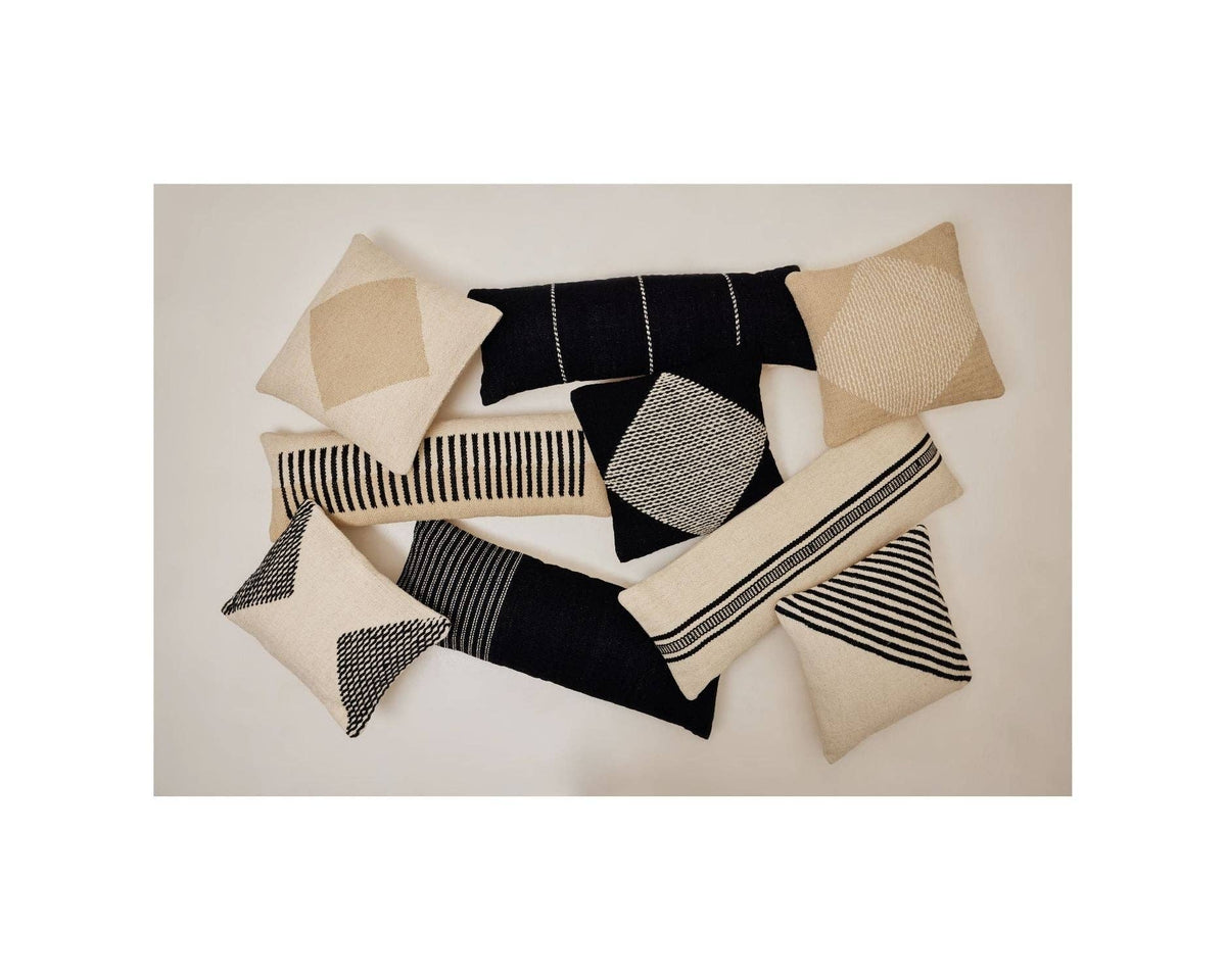 Diagonal Stripe Wool Pillow | Biscotti | Without Filler
